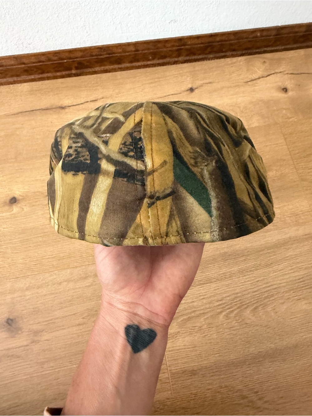Vintage Filson Camouflage Waxed Cotton & Wool Earflap Cap in Brown and Olive - Picture 10 of 13
